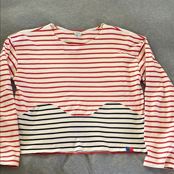 KULE Red, White and Back Striped Top Small - Picture 1 of 5